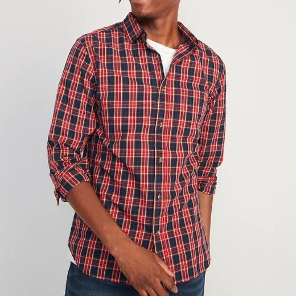 Old Navy Men Built-In Flex Plaid Shirt